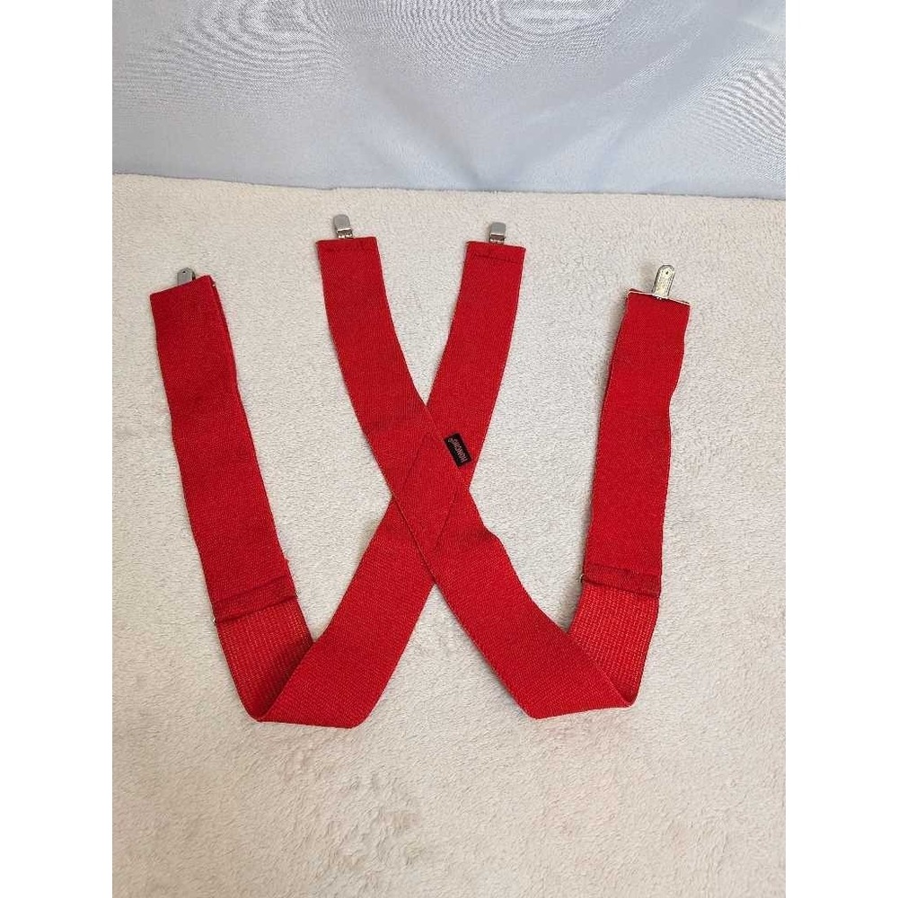 HONCHO Red Elastic Adjustable Clip-On Suspenders Men's Accessory